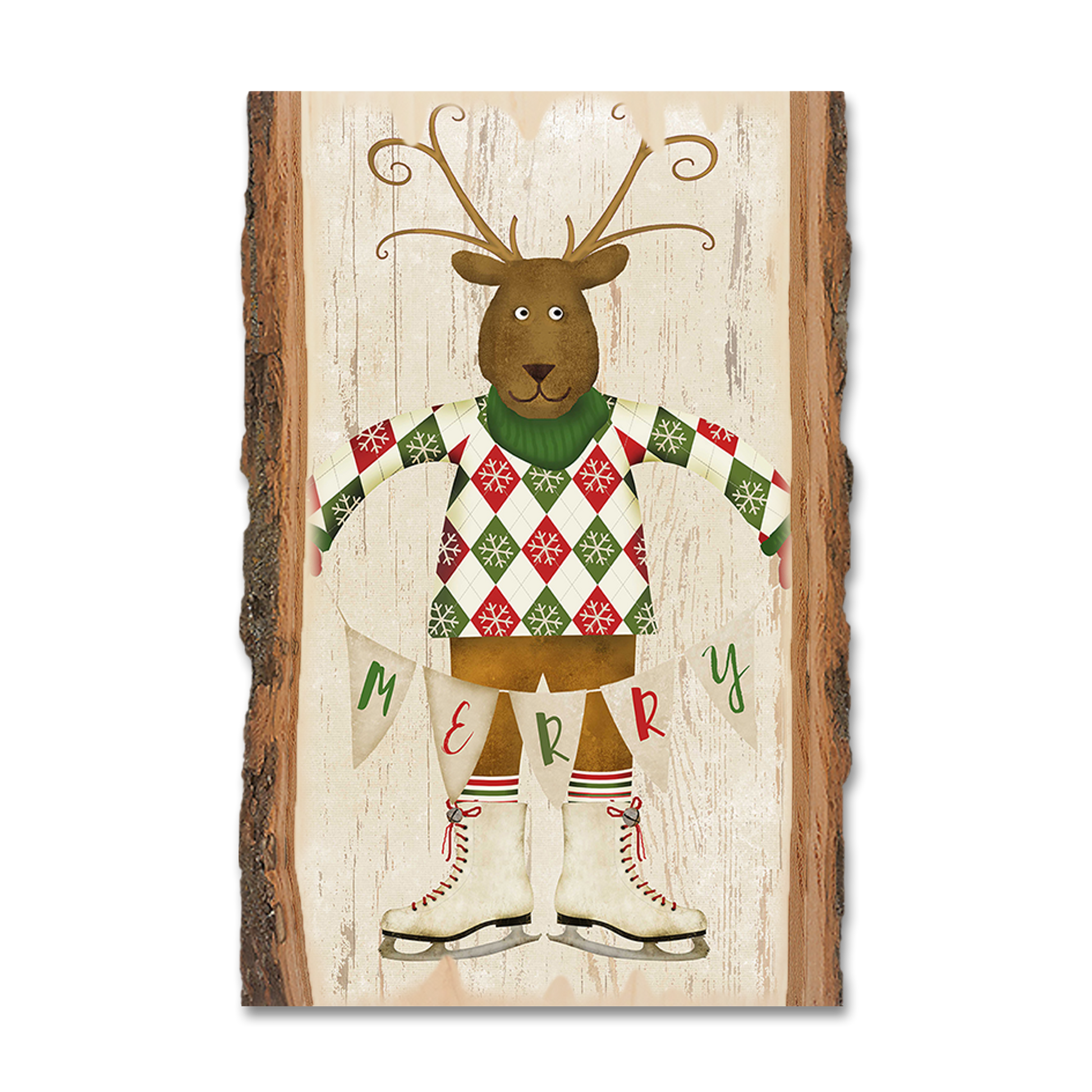 Ornament: Live Edge - Merry Reindeer