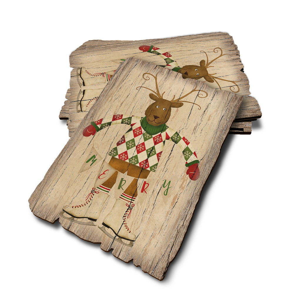 Merry Reindeer - Weathered Edge Rustic Edge Postcard (5pk // $2.80ea)