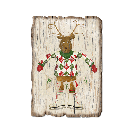 Greeting Card: Weathered Edge - Merry Reindeer