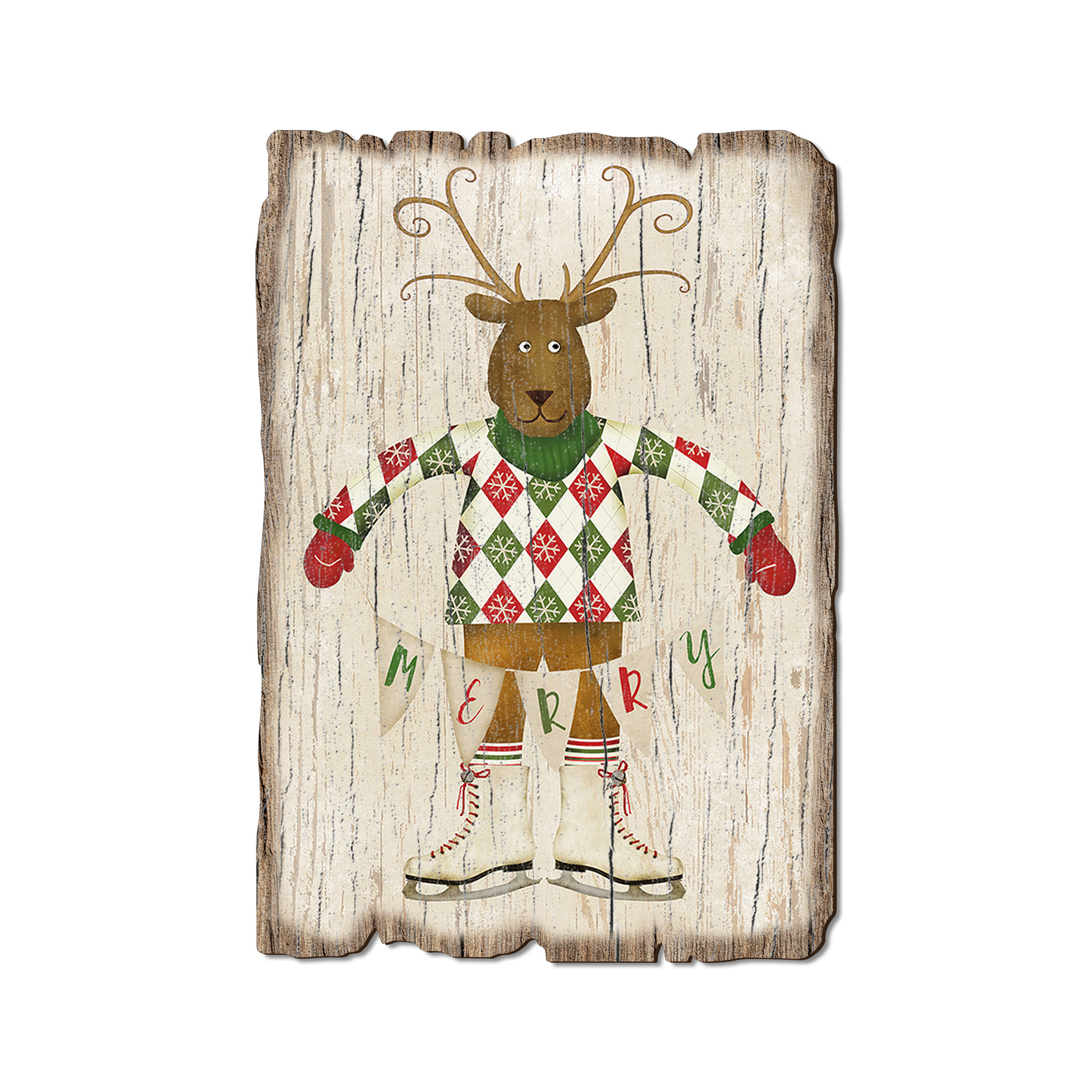 Ornament: Weathered Edge - Merry Reindeer