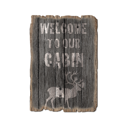 Greeting Card: Weathered Edge - Welcome To Our Cabin