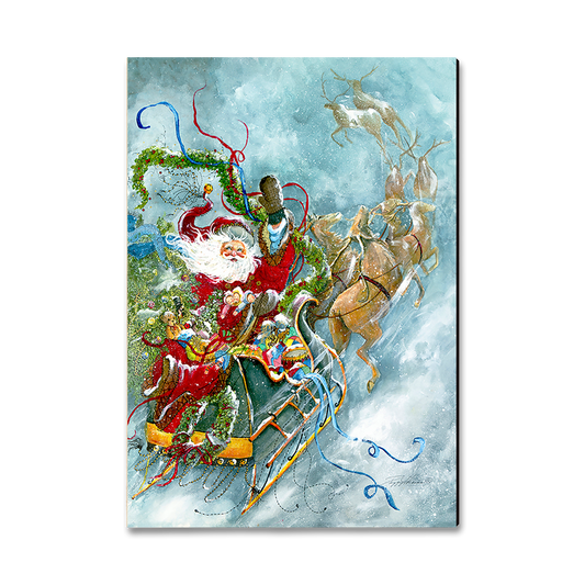 Greeting Card: Classic Edge - Abrams' Fly Away Santa