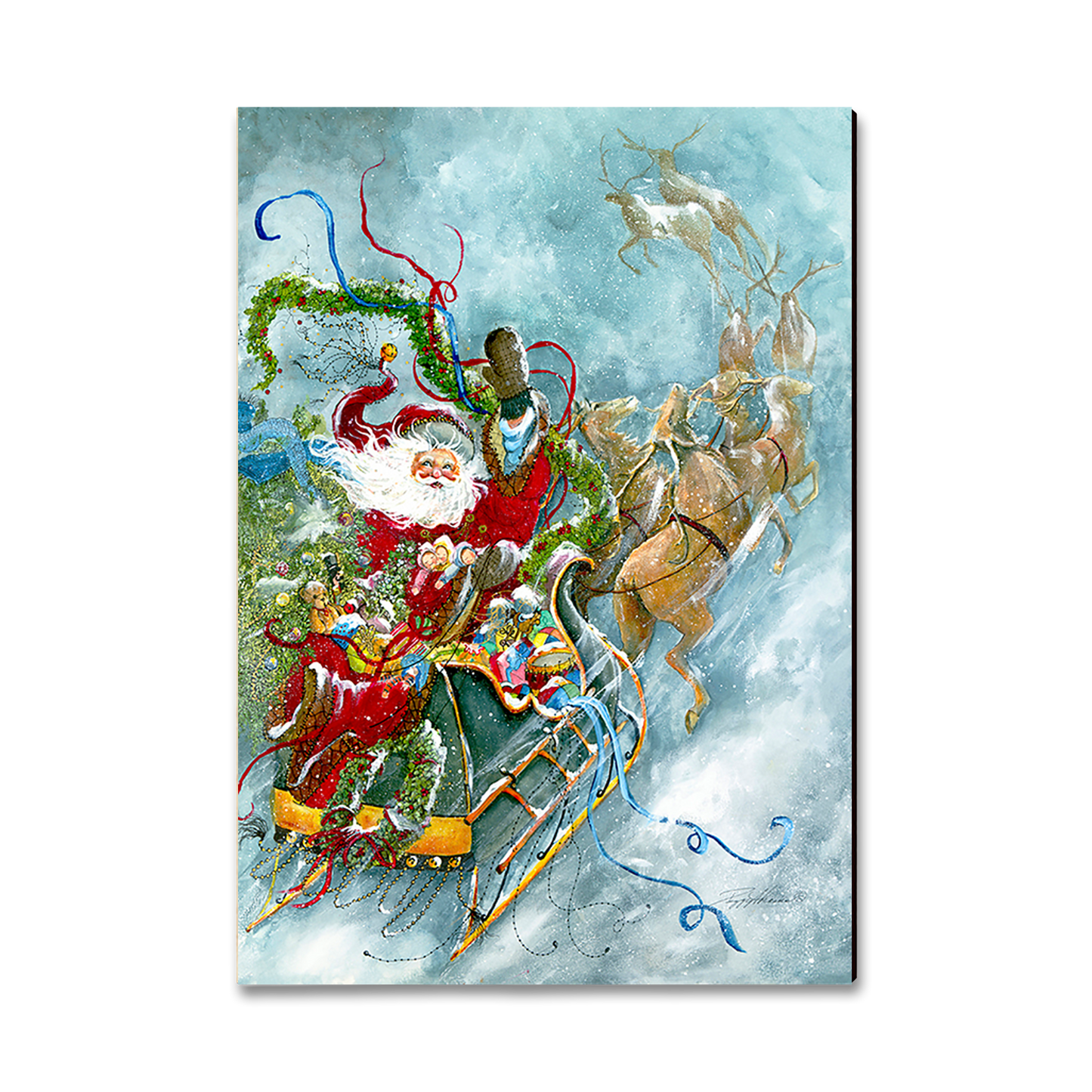 Postcard: Classic Edge - Abrams' Fly Away Santa