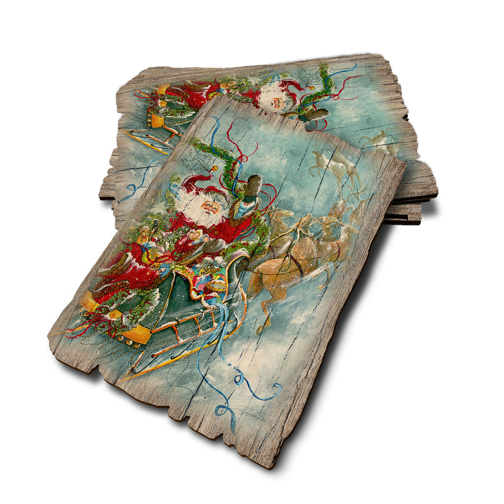 Abram's Fly Away Santa - Weathered Edge Rustic Edge Postcard (5pk // $2.80ea)