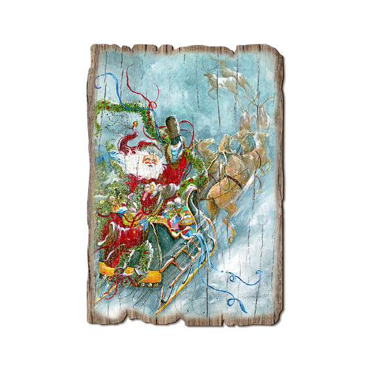 Greeting Card: Weathered Edge - Abrams' Fly Away Santa