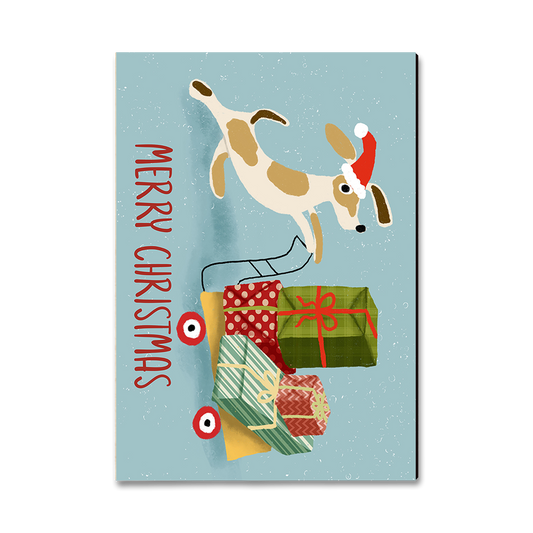 Greeting Card: Classic Edge - Puppy Package Pusher
