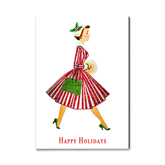 Greeting Card: Classic Edge - Retro Holiday Lady