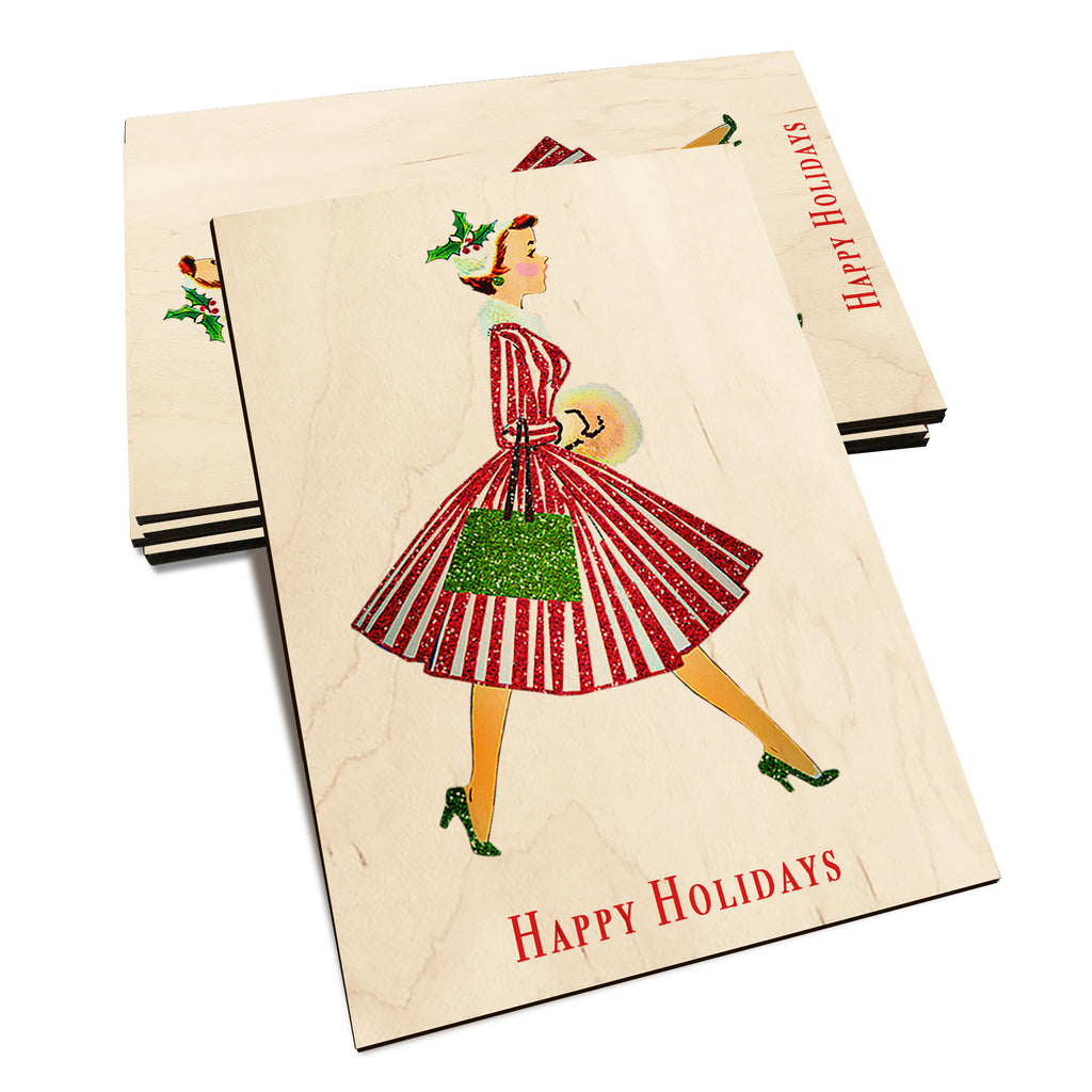 Retro Holiday Lady - Holiday - Classic Edge Classic Edge Postcard (5pk // $2.80ea)