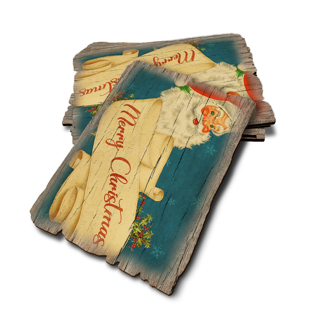 Santa Scroll - Weathered Edge Rustic Edge Postcard (5pk // $2.80ea)