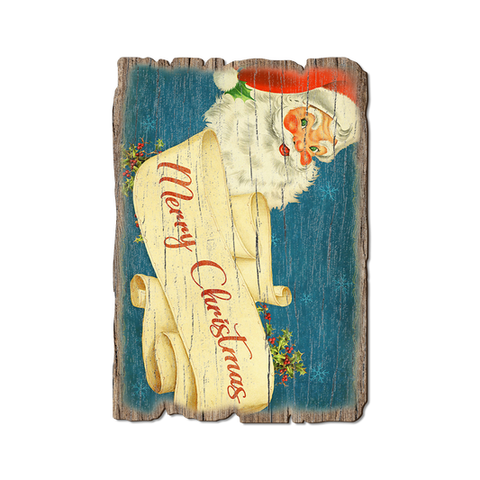 Greeting Card: Weathered Edge - Santa Scroll