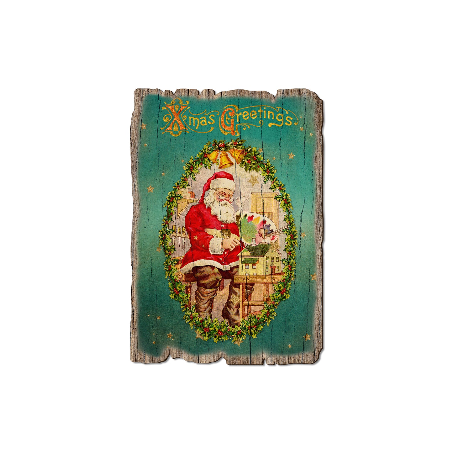 Santa Wreath - Rustic Edge Postcards & Magnets Rustic Edge Magnet (5pk // $2.80ea)