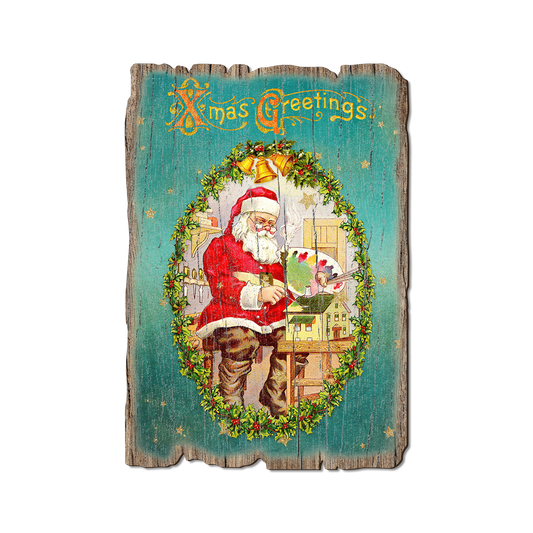 Greeting Card: Weathered Edge - Santa Wreath