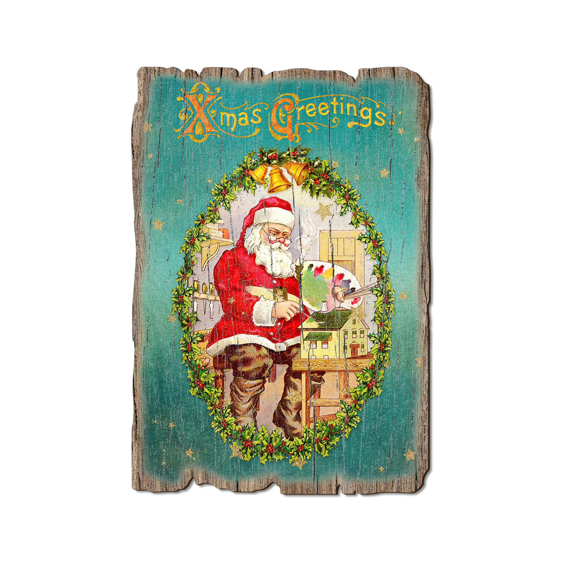 Ornament: Weathered Edge - Santa Wreath