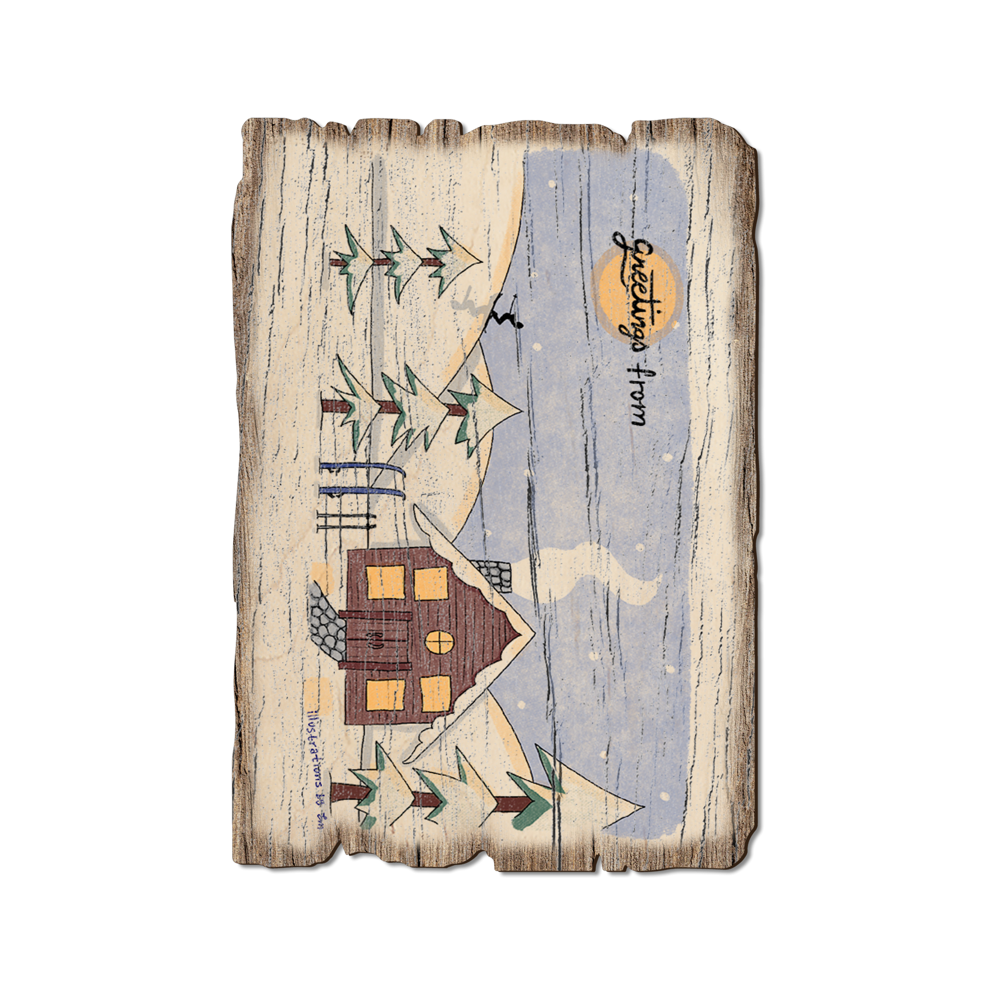 Greeting Card: Weathered Edge - Snow Cabin (Pack of 5)