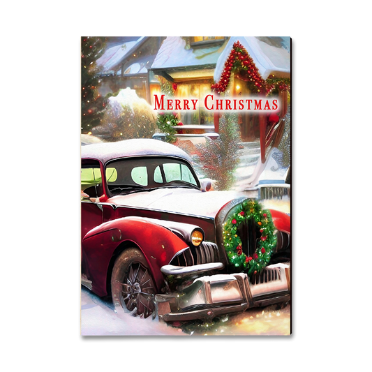 Magnet: Classic Edge - Snowy Car Wreath