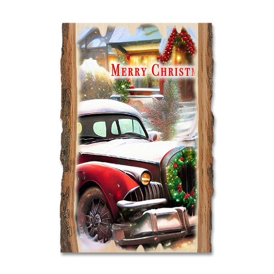 Magnet: Live Edge - Snowy Car Wreath