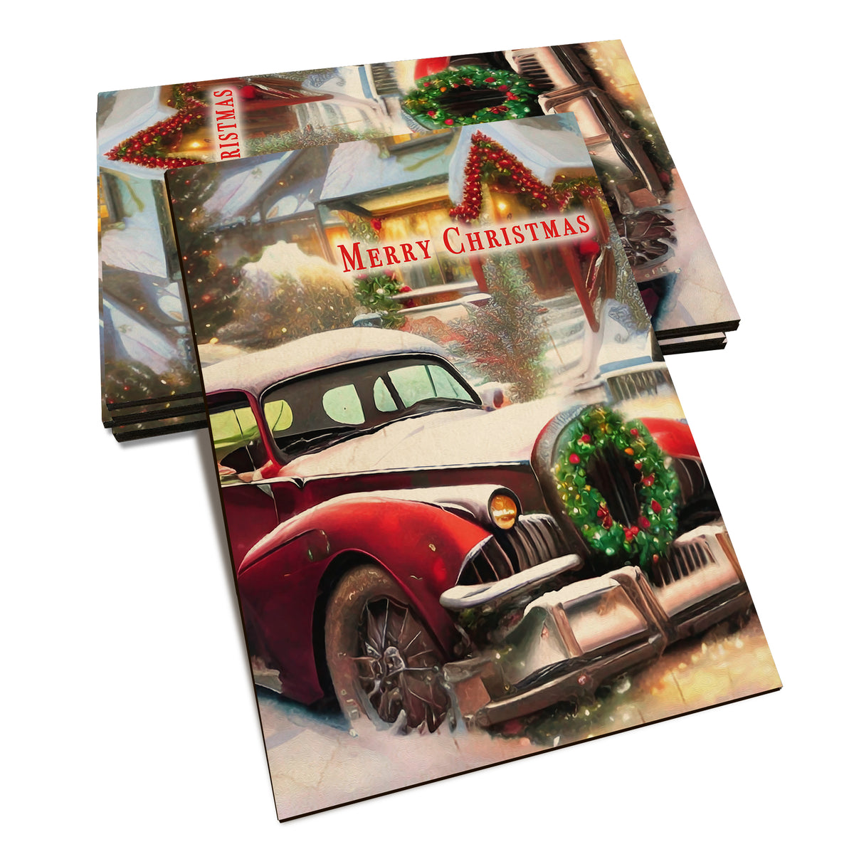 Snowy Car Wreath - Holiday - Classic Edge Classic Edge Postcard (5pk // $2.80ea)