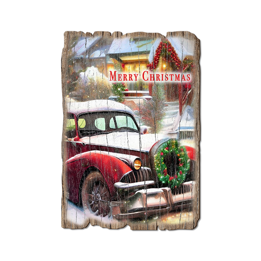 Greeting Card: Weathered Edge - Snowy Car Wreath (Pack of 5)