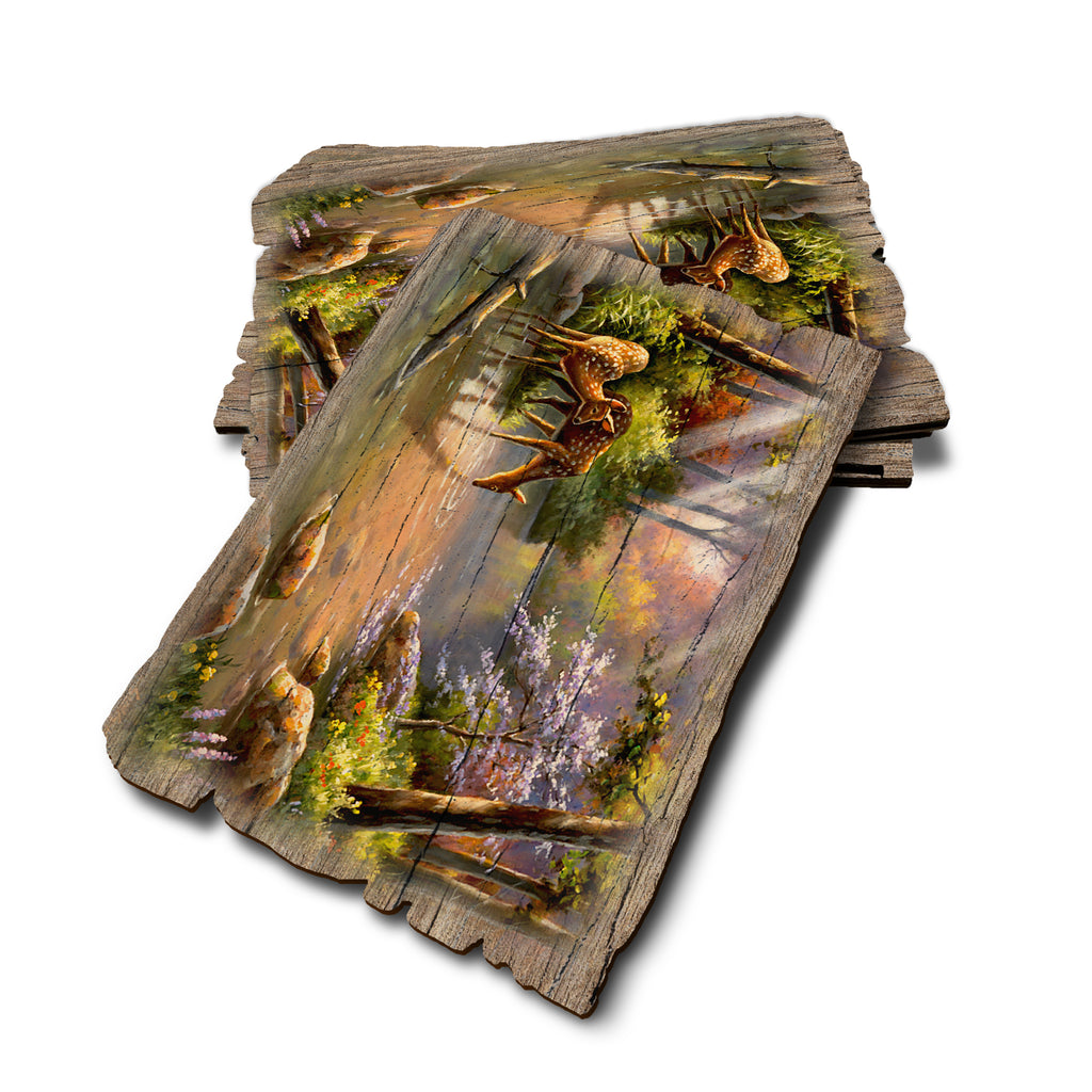 Kim's Deer In Stream - Weathered Edge Rustic Edge Postcard (5pk // $2.80ea)