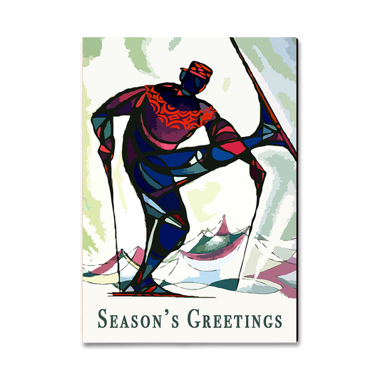 Greeting Card: Classic Edge - Skier Holiday Greeting