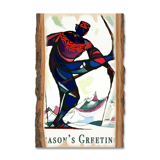 Magnet: Live Edge - Skier Holiday Greeting