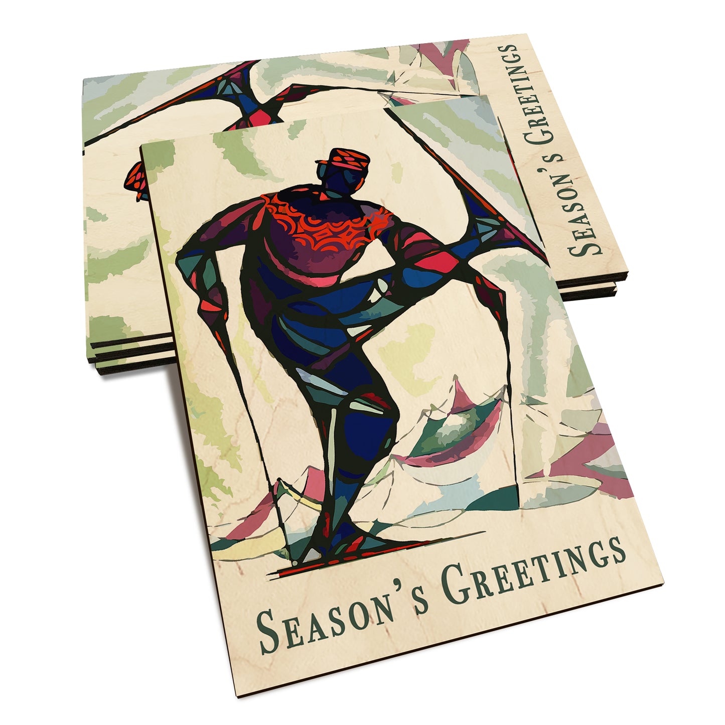 Skier Holiday Greeting - Holiday - Classic Edge Classic Edge Postcard (5pk // $2.80ea)