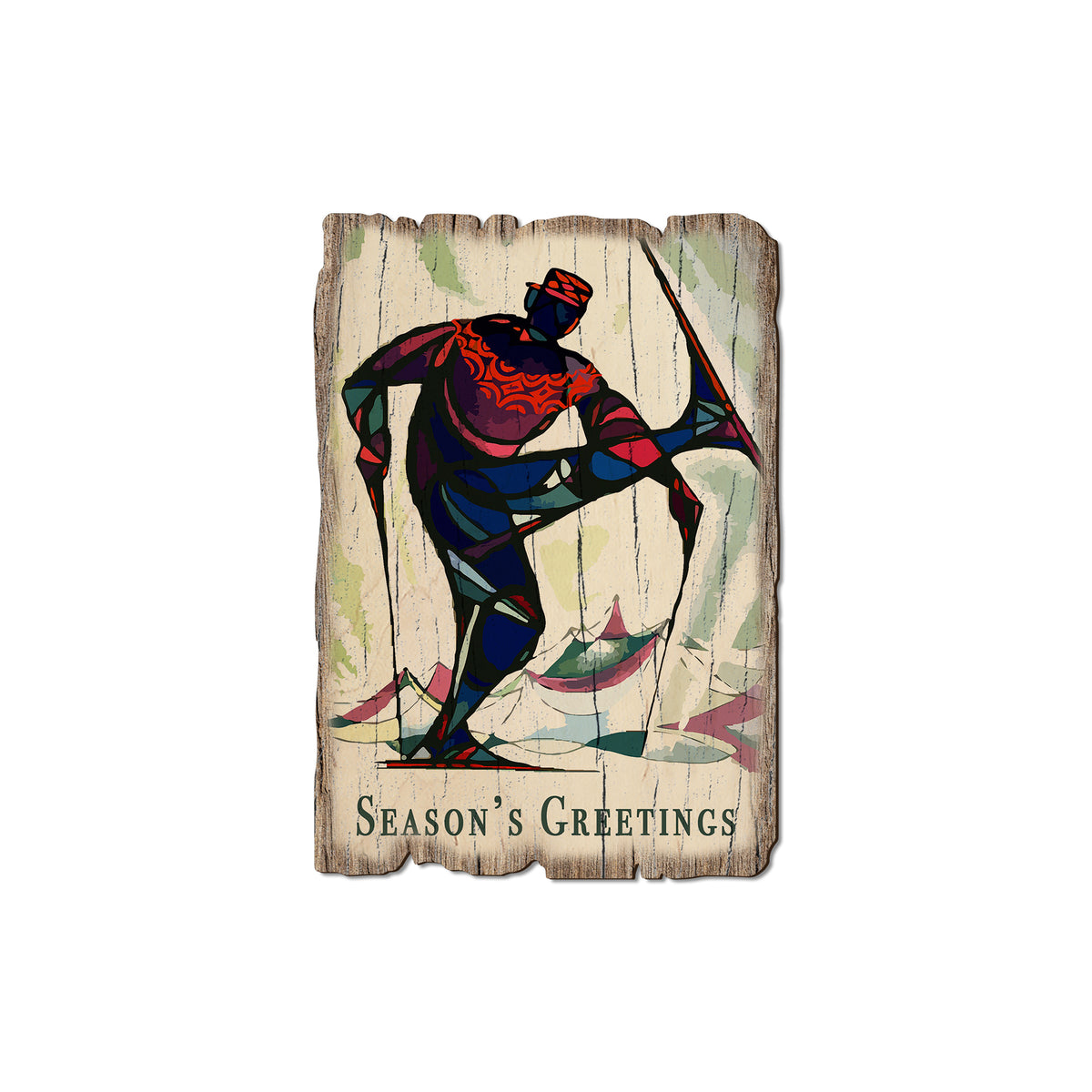Kim's Skier Holiday Greeting - Rustic Edge Postcards & Magnets Rustic Edge Magnet (5pk // $2.80ea)