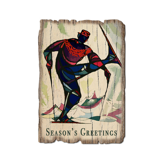 Kim's Skier Holiday Greeting - Rustic Edge Postcards & Magnets Rustic Edge Postcard (5pk // $2.80ea)