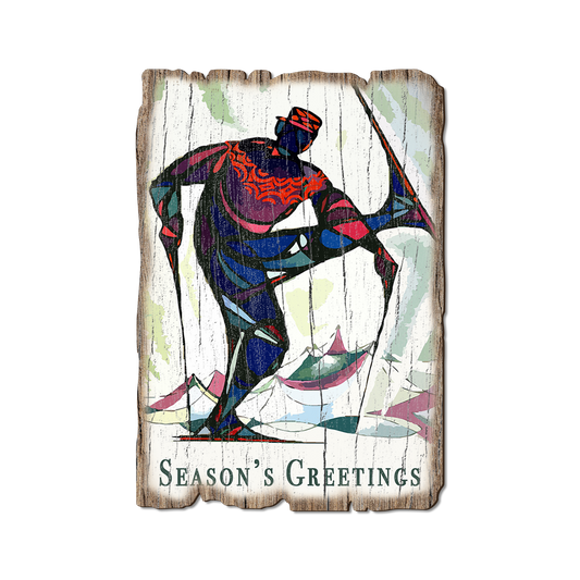 Greeting Card: Weathered Edge - Skier Holiday Greeting (Pack of 5)