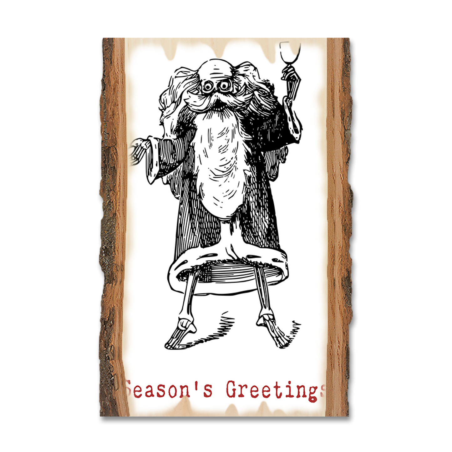 Greeting Card: Live Edge - Santa Line Art