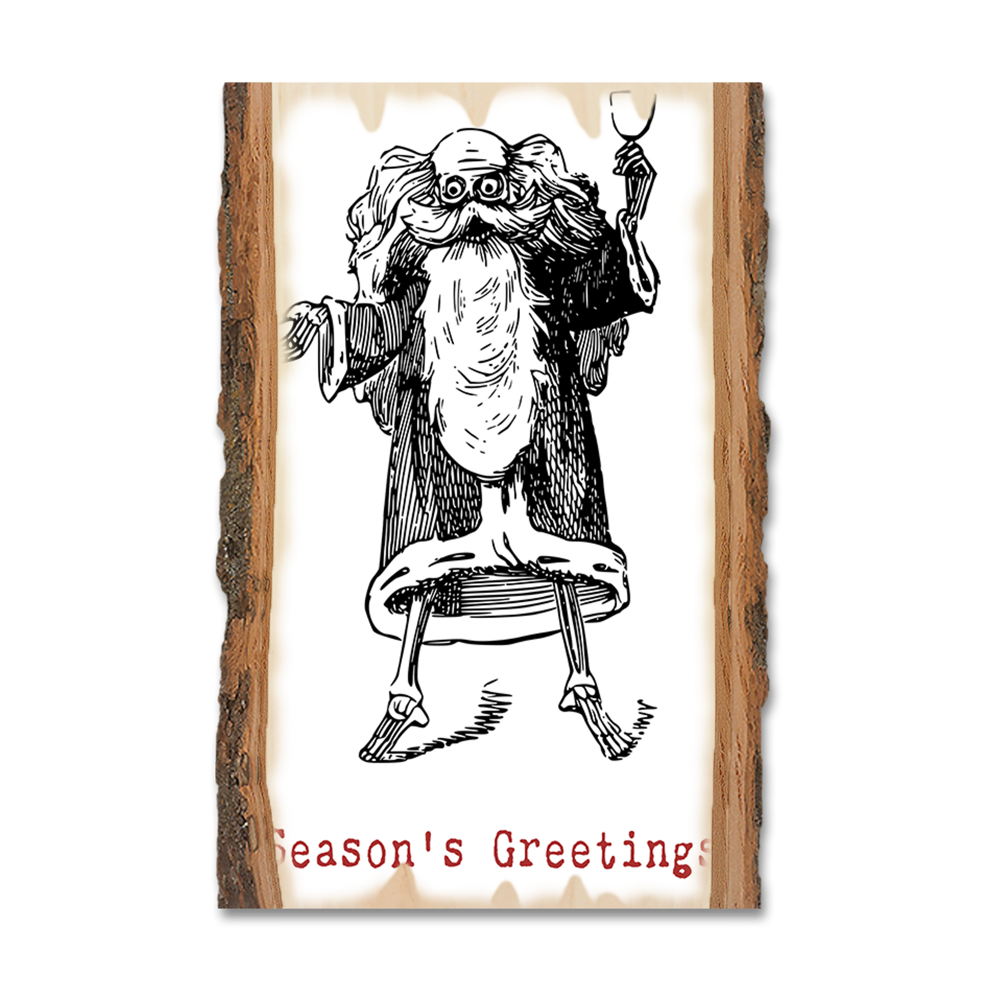 Greeting Card: Live Edge - Santa Line Art