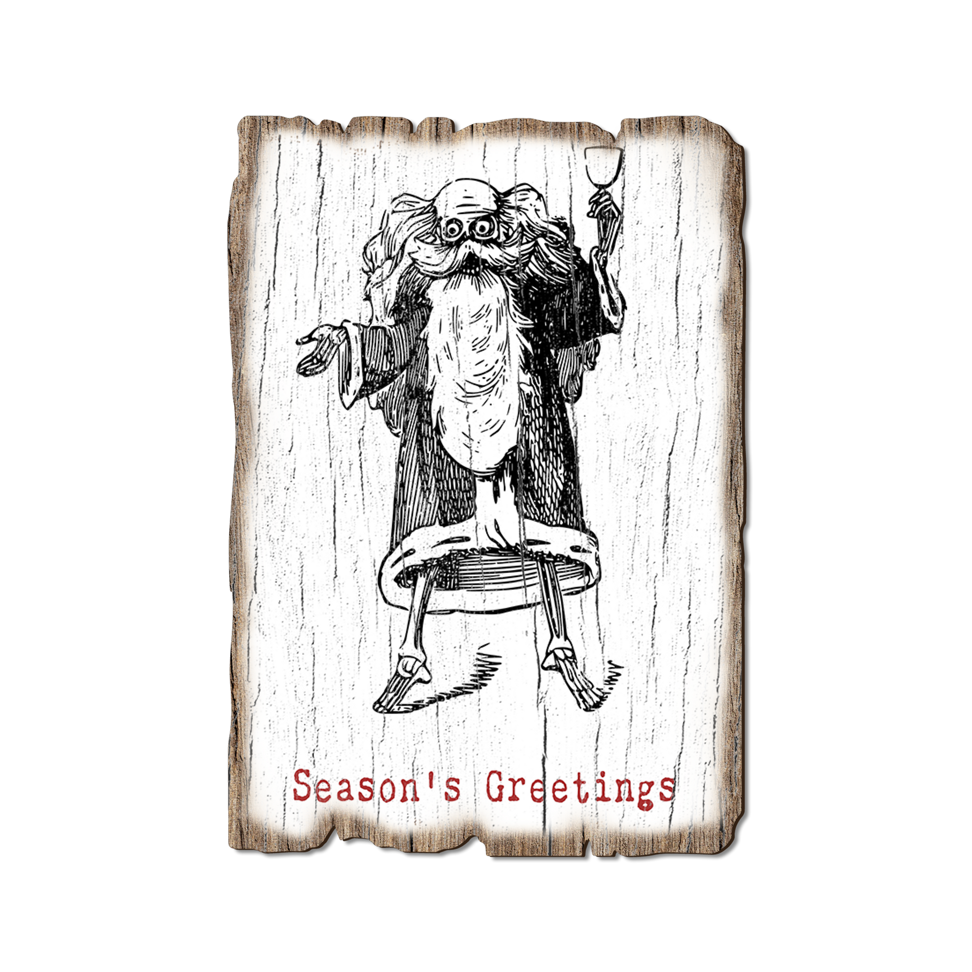 Greeting Card: Weathered Edge - Santa Line Art