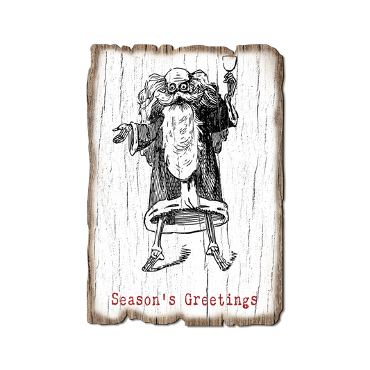 Greeting Card: Weathered Edge - Santa Line Art