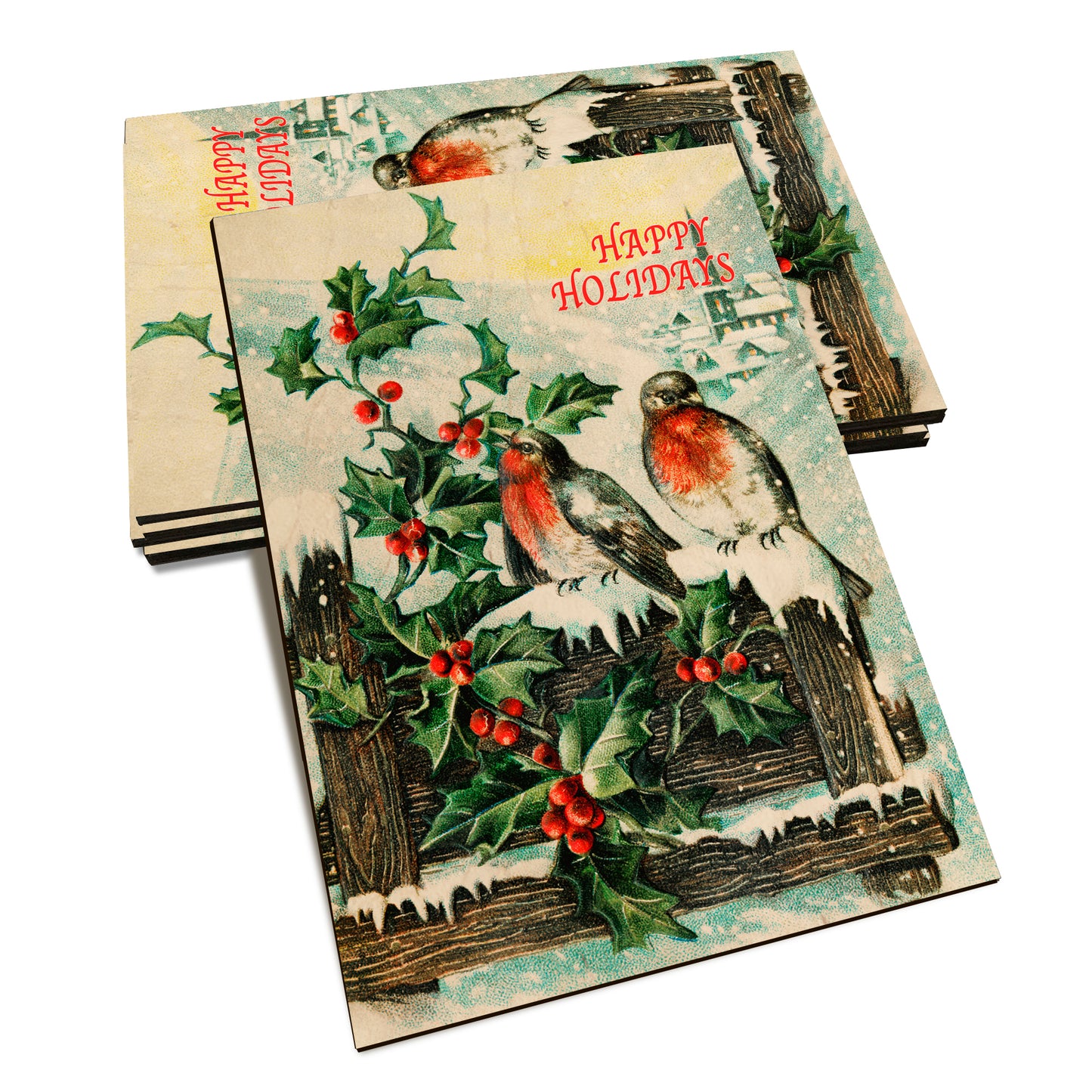 Snowy Fence Birds - Holiday - Classic Edge Classic Edge Postcard (5pk // $2.80ea)