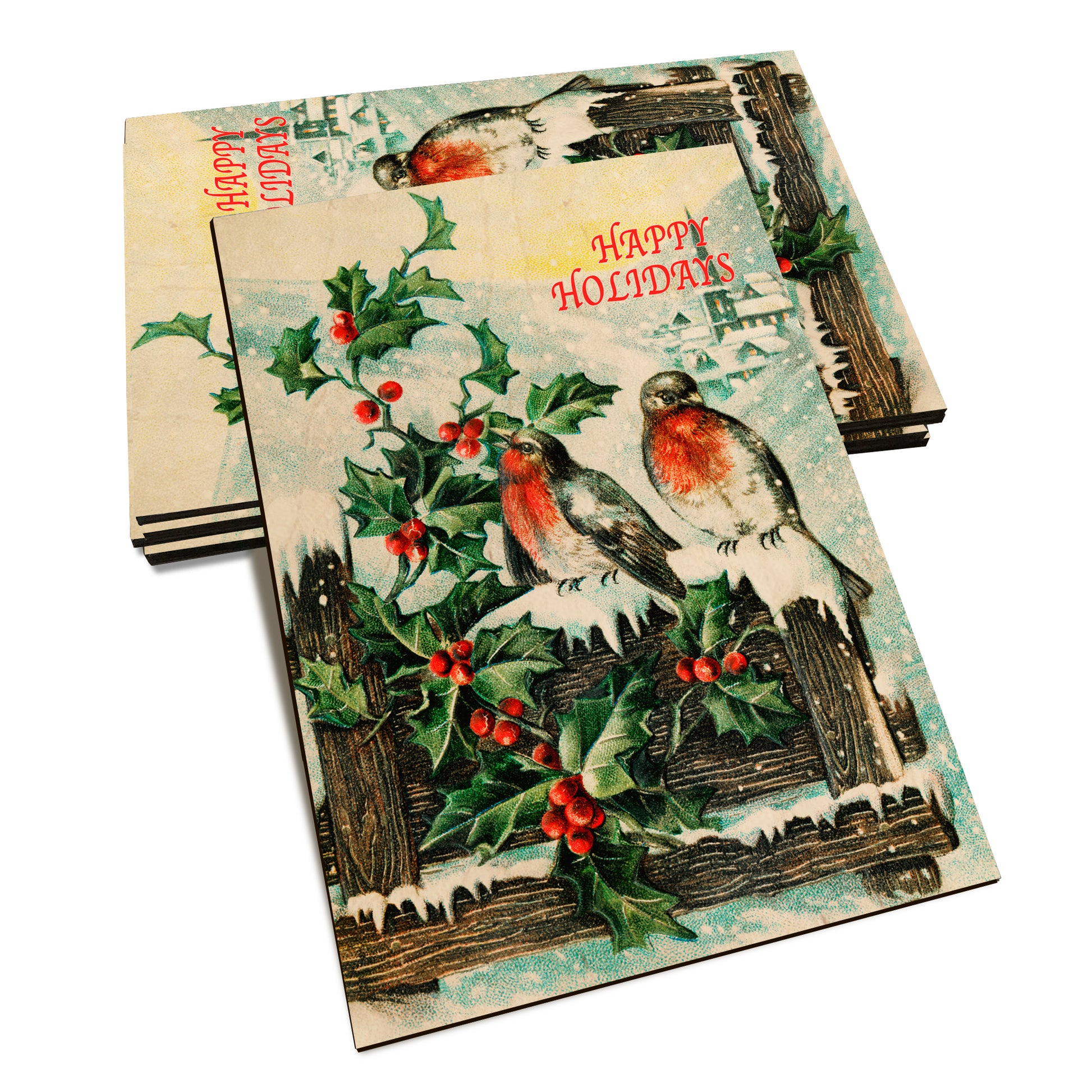 Snowy Fence Birds - Holiday - Classic Edge Classic Edge Postcard (5pk // $2.80ea)