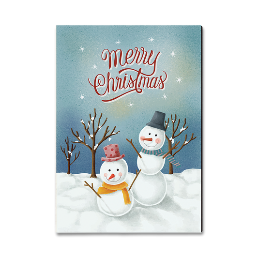 Magnet: Classic Edge - Two Snowman Greeting