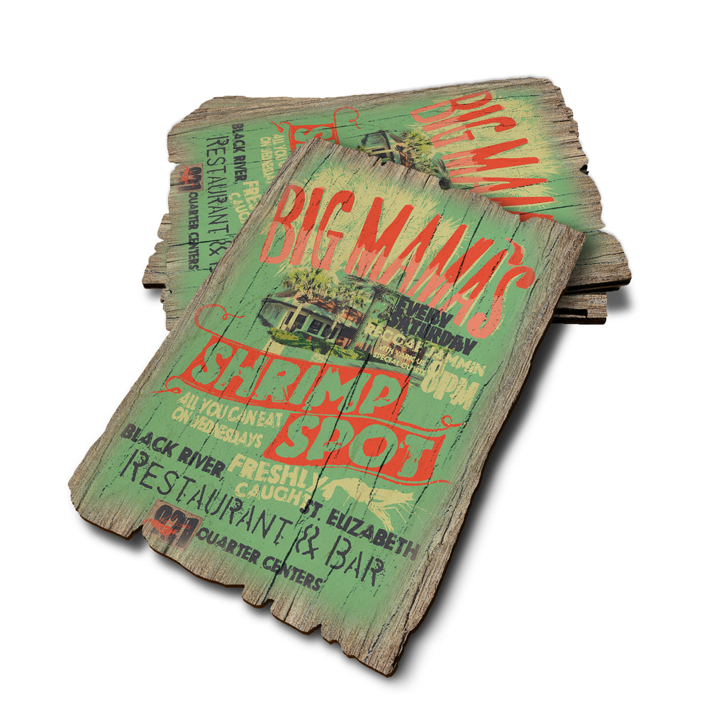 Big Mamas Shrimp - Weathered Edge Rustic Edge Postcard (5pk // $2.80ea)