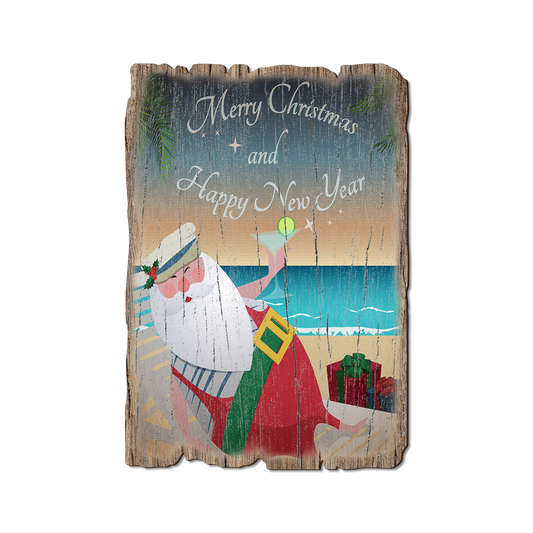 Greeting Card: Weathered Edge - Beach Santa (Pack of 5)