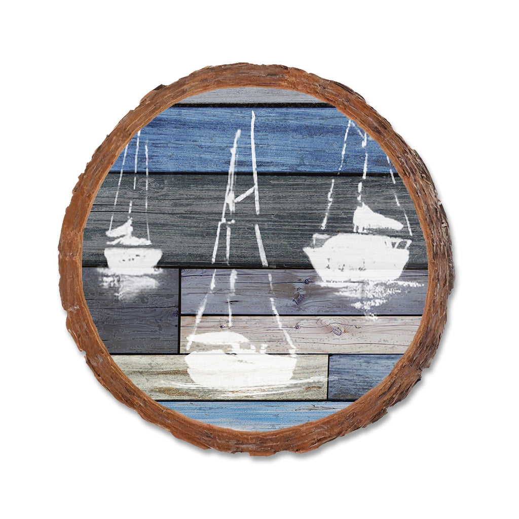 Blue Sailboats - live-edge - Live Edge Live Edge Coaster (5pk // $2.80ea)