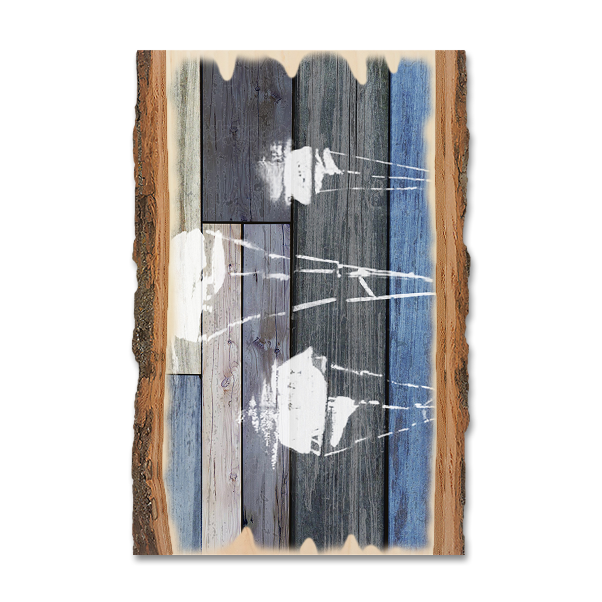 Magnet: Live Edge - Blue Sailboats