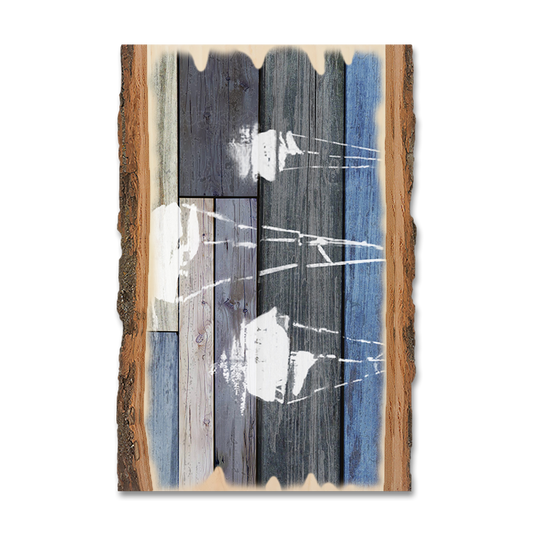 Magnet: Live Edge - Blue Sailboats