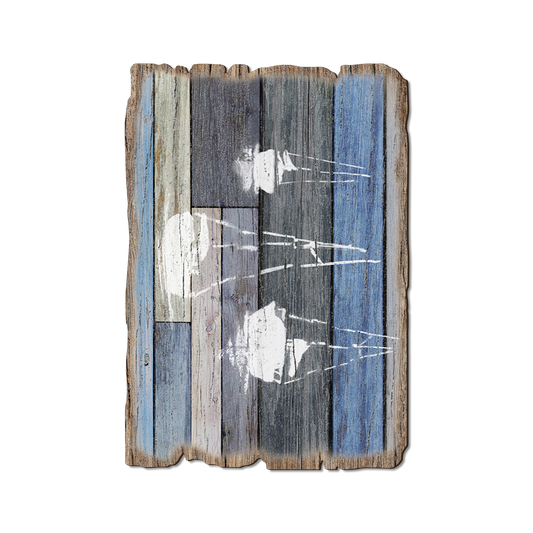 Greeting Card: Weathered Edge - Blue Sailboats