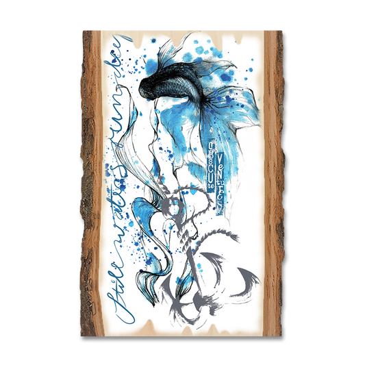 Magnet: Live Edge - Colorful Blue Fish
