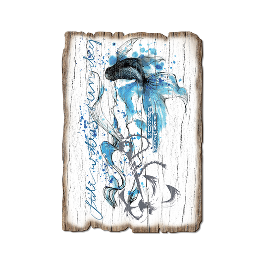 Greeting Card: Weathered Edge - Colorful Blue Fish