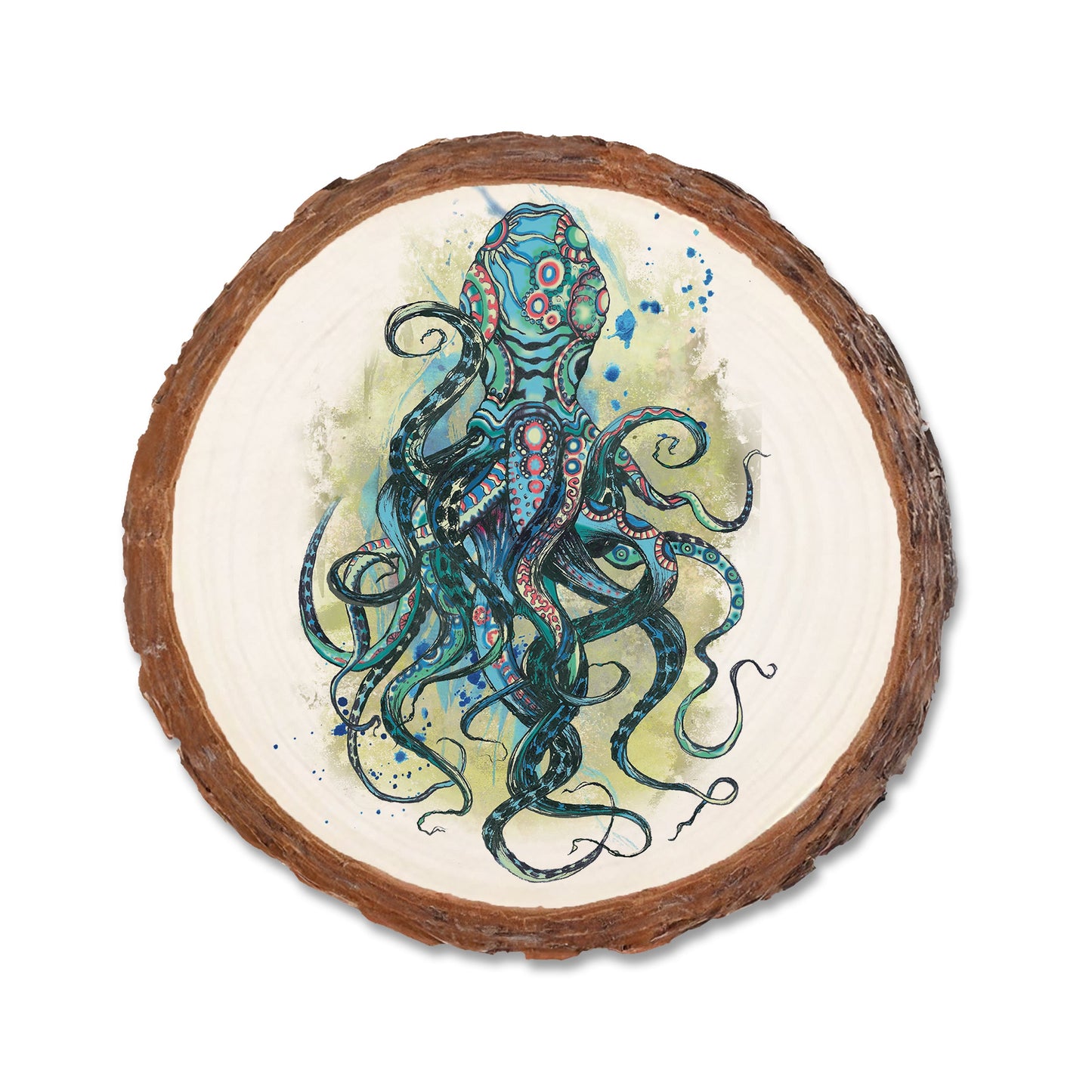 Colorful Blue Octopus - Live Edge Live Edge Coaster (5pk // $2.80ea)