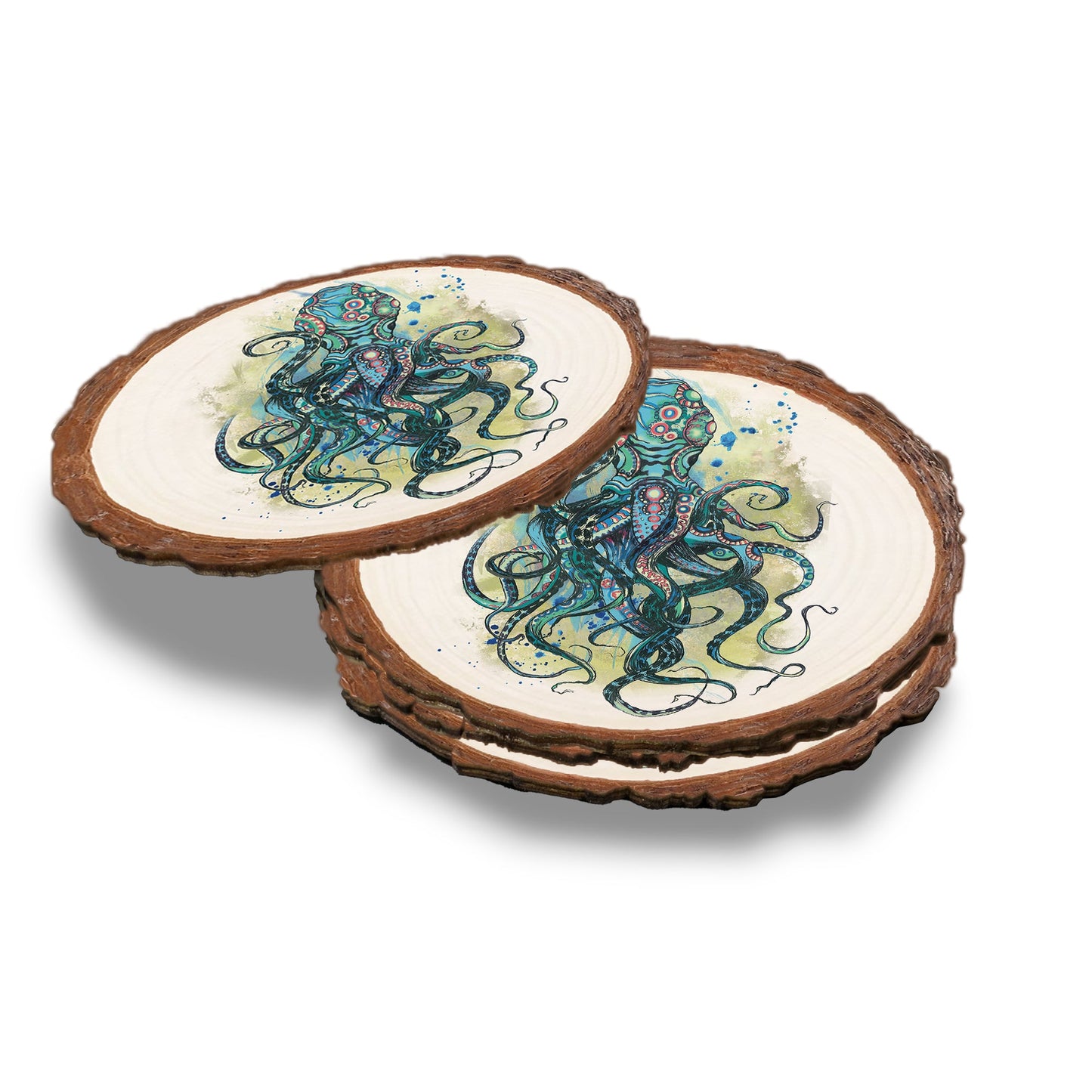 Colorful Blue Octopus - Live Edge Live Edge Coaster (5pk // $2.80ea)