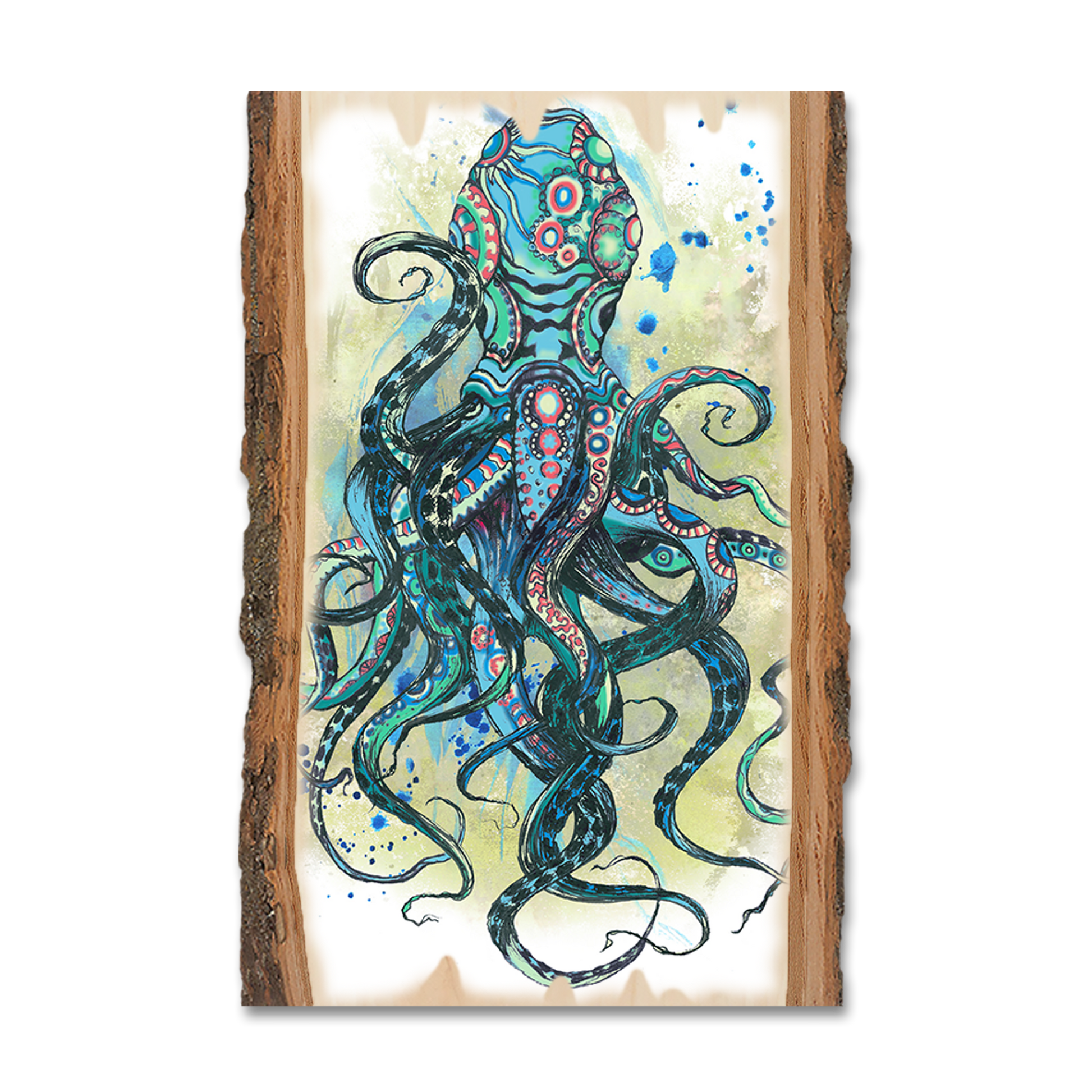 Greeting Card: Live Edge - Colorful Blue Octopus