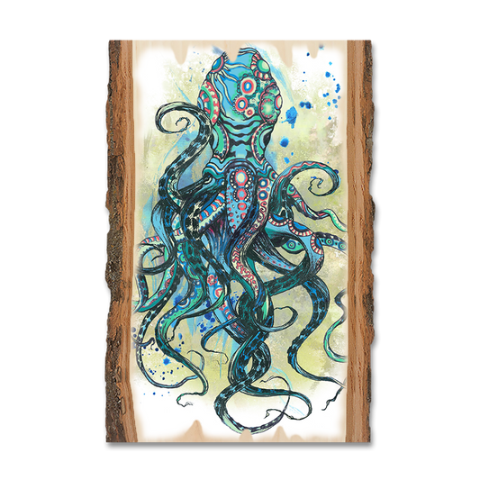 Greeting Card: Live Edge - Colorful Blue Octopus