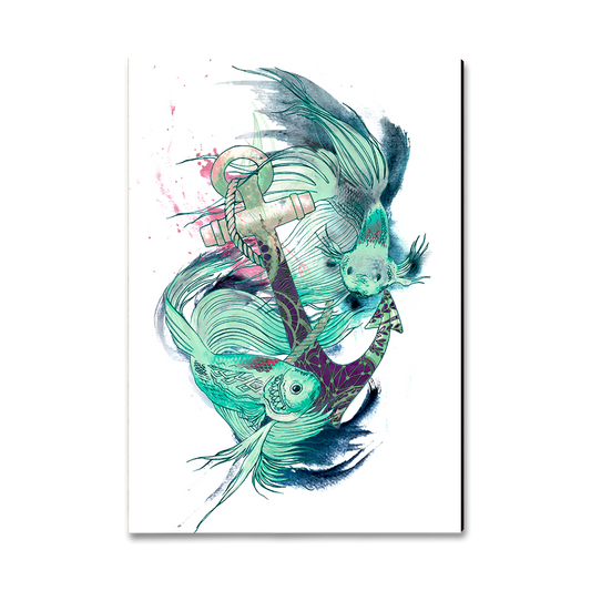 Greeting Card: Classic Edge - Colorful Green Fish