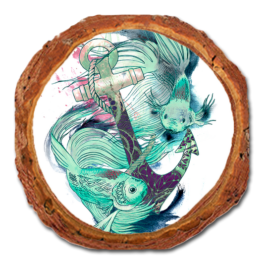 Coaster: Live Edge - Colorful Green Fish